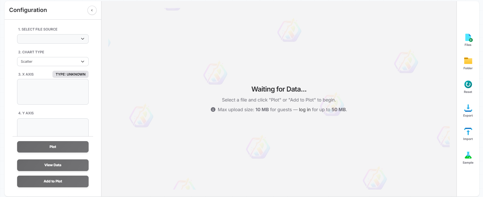 DataPlotter file upload interface for CSV and Excel